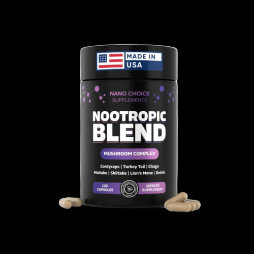 Nano Choice Nootropic Blend - Mushroom Complex Supplement for Brain Focus Productivity & Immune Support | Non-GMO Vegan Made in USA | 120 Capsules